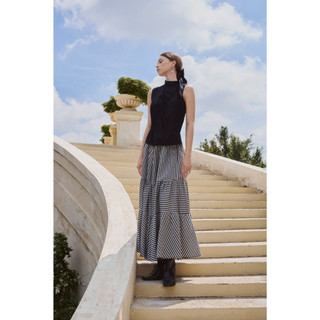 Chân váy maxi 3 tầng phối kẻ sọc nữ at moda de lita