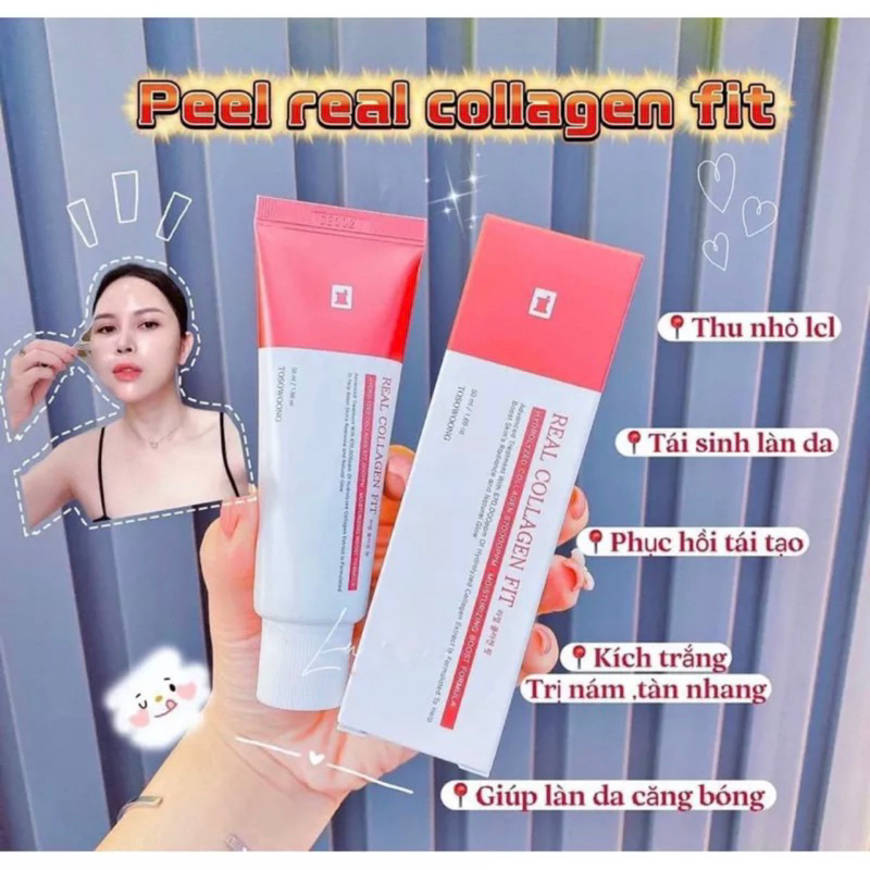 Peel collagen nano căng bóng, Real collagen fit Hàn Quốc 50ml. Giúp da trắng sáng, mịn màng Hàng chính hãng]