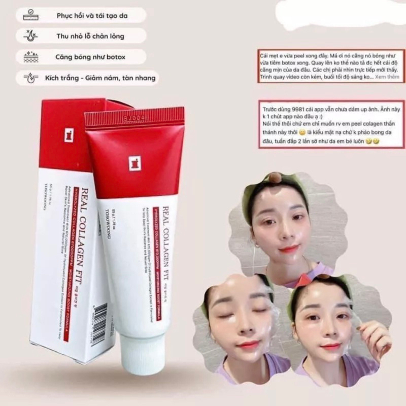 Peel collagen nano căng bóng, Real collagen fit Hàn Quốc 50ml. Giúp da trắng sáng, mịn màng Hàng chính hãng]