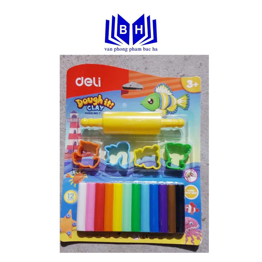 Đất nặn 8 màu/ 12 màu deli 75021 - 75041, Có Khuôn Đi kèm - an toàn cho bé, mềm, dễ nặn