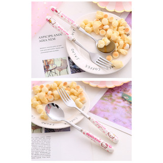 Thìa , dĩa inox hình Hello Kitty