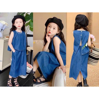 váy bé gái , sét bé gái áo + chân váy chất Jeans lụa, mộc baby kids #mocbabykids cho bé từ 12-38kg