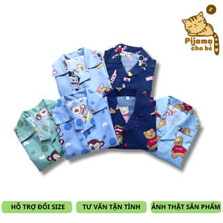 Bộ Pijama dài cho bé vải kate thái hình Thú size 1-9 tuổi 10-40kg