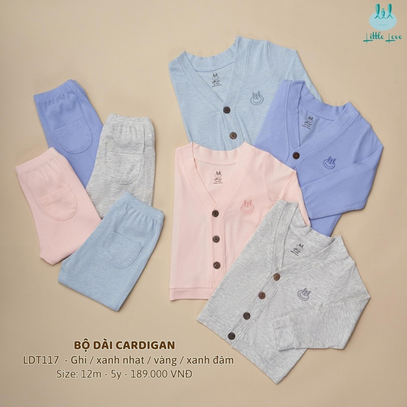 Bộ dài cardigan Little Love LIL mềm mịn (6-9M đến 4Y)