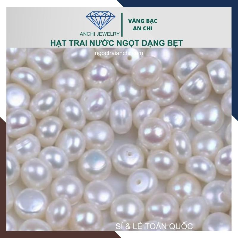 Hạt trai dẹt bán cầu 3li - 12ly 1 lỗ gắn nhẫn , bông tai , mặt dây chuyền. Anchi jewelry