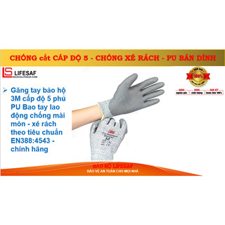 Găng tay chống cắt phủ pu 3m cấp độ 5 - cut 3m lever 5
