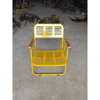 Ghế sắt CNC phối tay gỗ, ghế cafe, ghế dã ngoại