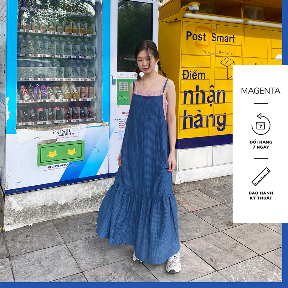 Đầm yếm hai dây Magenta Kimi  tà váy đuôi cá thoáng mát chất liệu tơ dập
