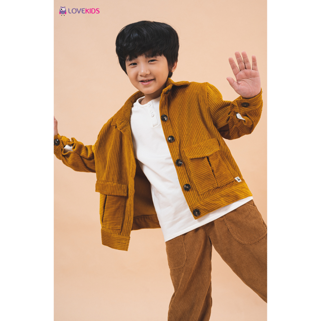 Áo khoác nhung tăm túi hộp bé trai - Lovekids