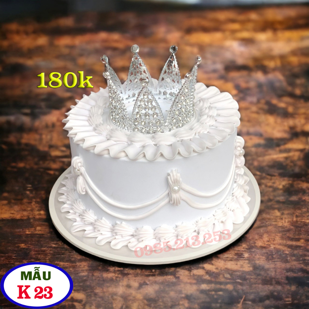 Bánh kem mô hình vương miện trắng,bánh kem giả trung bày sang chảnh