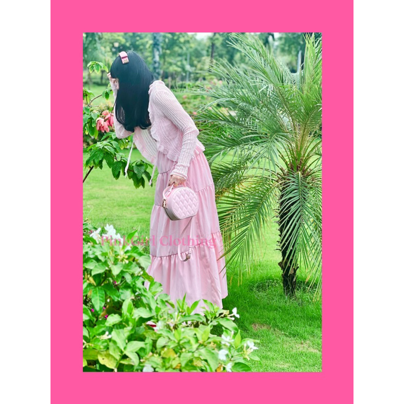 Đầm dây maxi babydoll màu hồng phấn xinh xắn hàng thiết kế