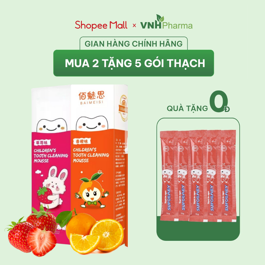 COMBO 2 Kem đánh răng tạo bọt vị tự nhiên nguyên chất 60ml cho bé trên 6 tháng