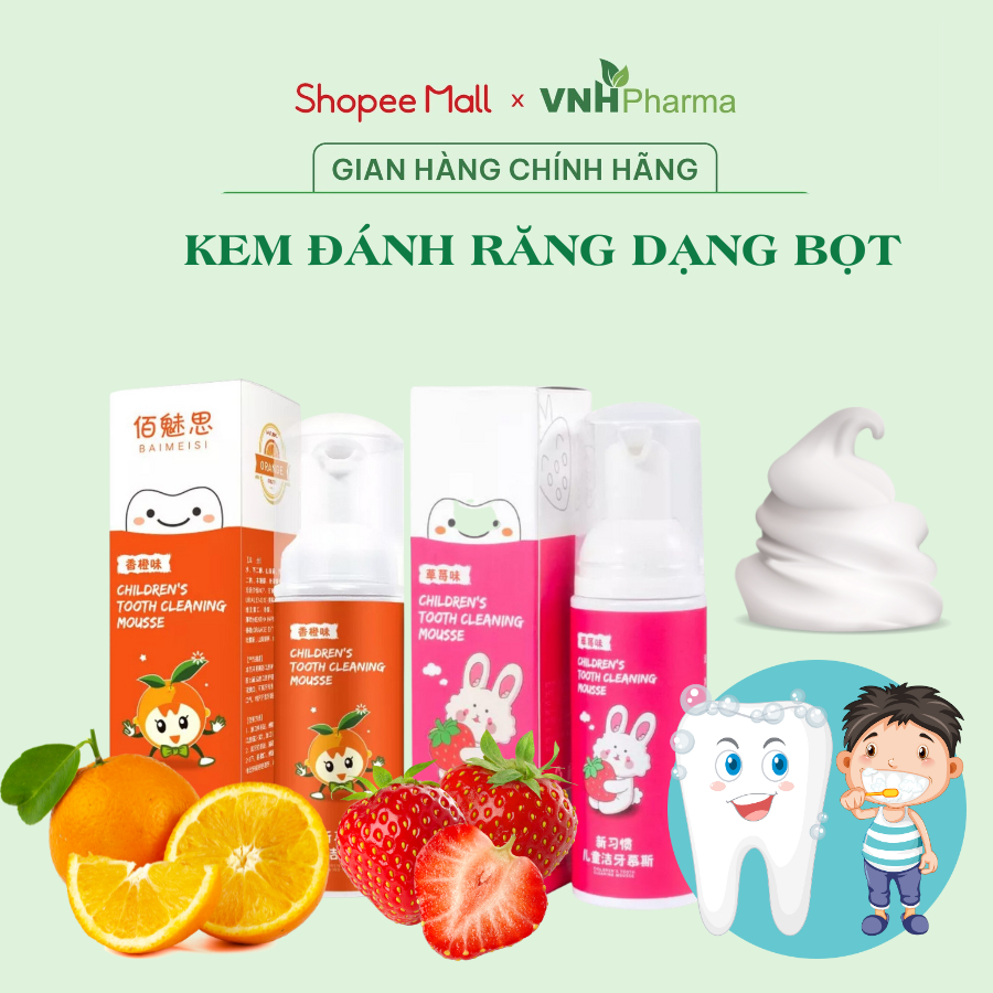 COMBO 2 Kem đánh răng tạo bọt vị tự nhiên nguyên chất 60ml cho bé trên 6 tháng