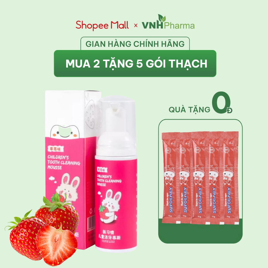 COMBO 2 Kem đánh răng tạo bọt vị tự nhiên nguyên chất 60ml cho bé trên 6 tháng