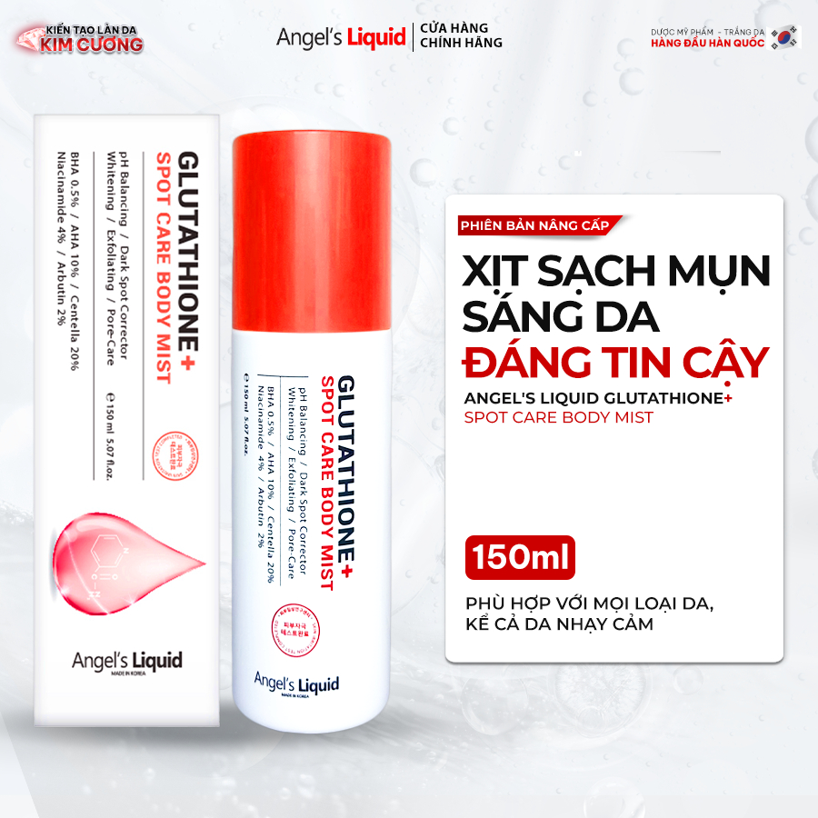 Bộ Sản Phẩm Lăn Nách Mờ Thâm và Xịt Giảm Mụn Lưng Dưỡng Trắng Cơ Thể Angel's Liquid Glutathione Plus Niacinamide