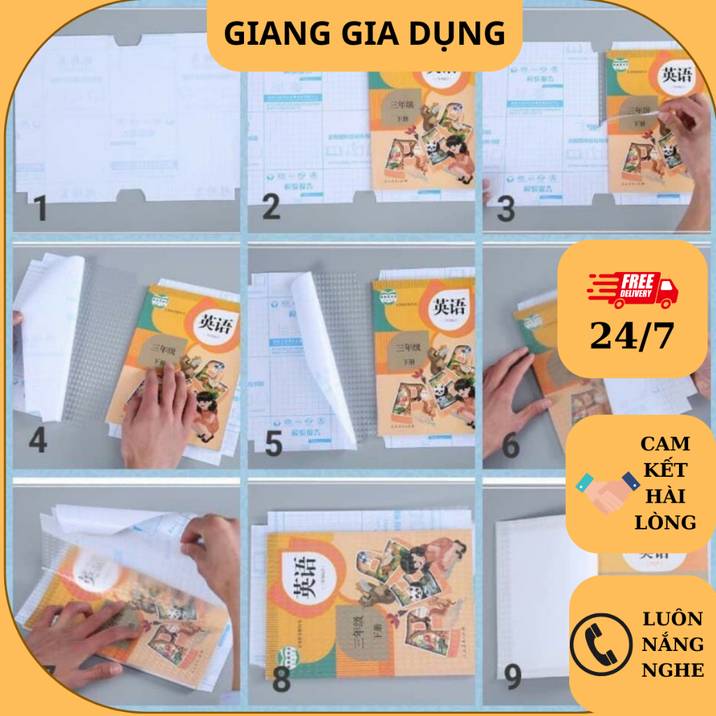 combo 10 tập bọc sách decal,bọc vở đề can