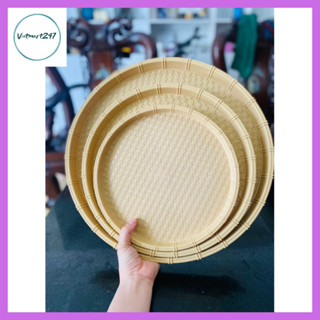  Mẹt nhựa tròn giả mây tre đan Các Size 28-34-42- 52cm Đĩa mẹt tròn đựng bún đậu,đồ ăn vặt,mẹt gà,.....mây 
