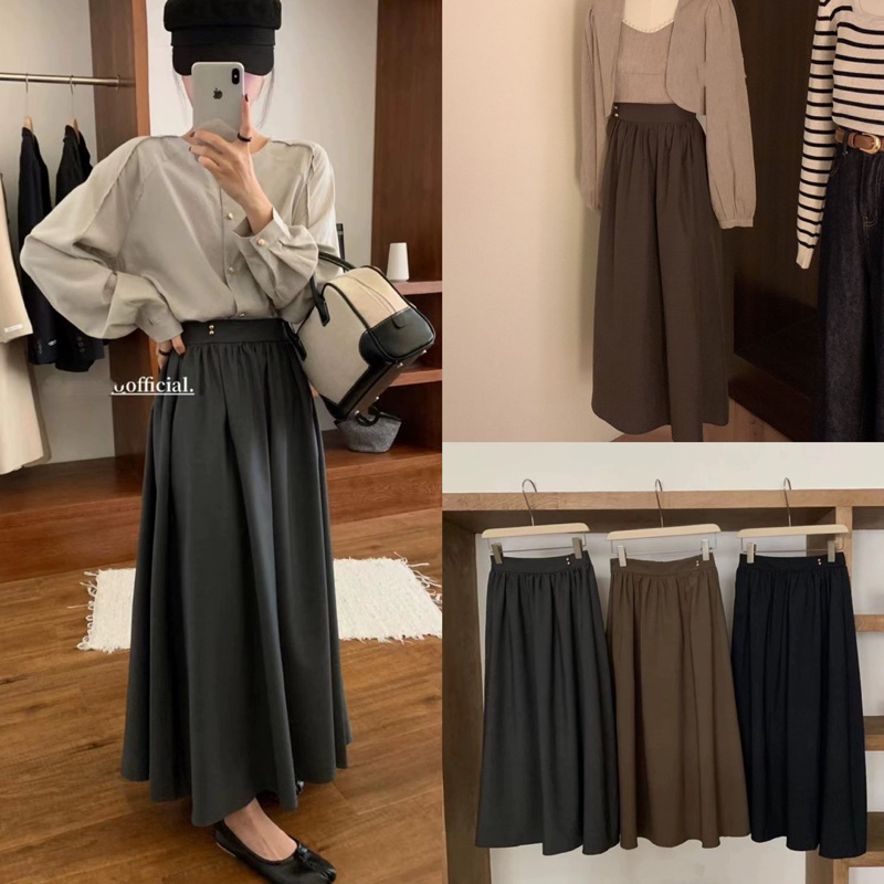 Chân váy midi cúc vàng ME STUDIO (chuẩn hãng)
