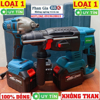 Bộ combo 2 trong 1 Máy Khoan Đục Bê Tông và siết Bulong Dùng Pin 199V - Khoan Bê Tông Siêu Khỏe