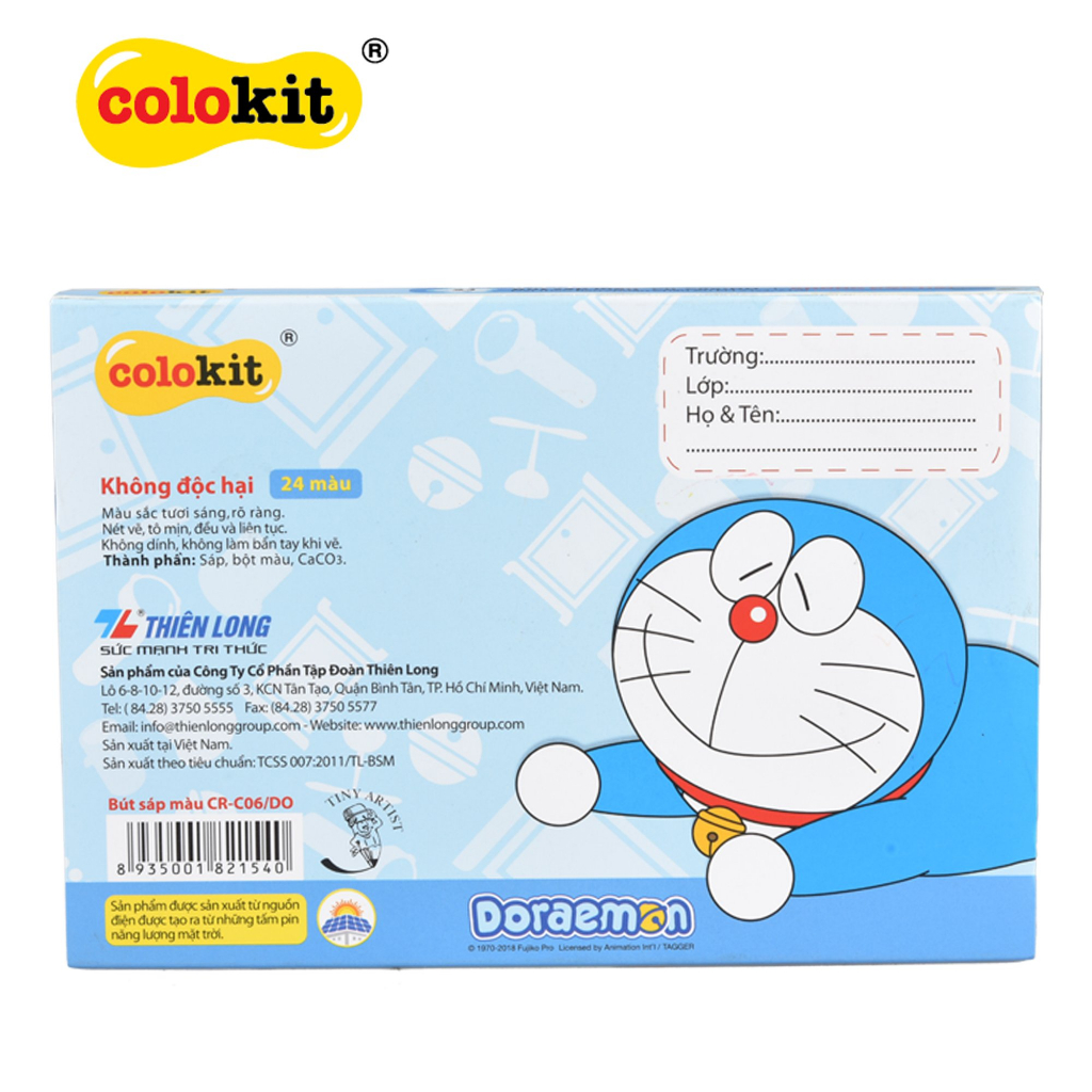 Bút sáp 10/16/24 màu Doremon Thiên Long - CRC04/DO-CR06/DO-CRC05/DO - vpp Quế Anh