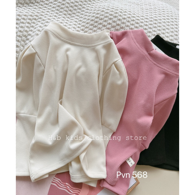 Áo tay bồng chất Thun gân cao cấp xinh sang cho bé gái 7-20kg