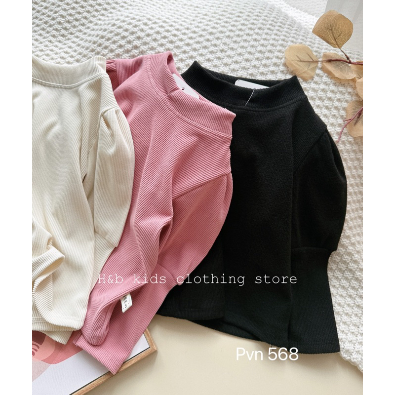 Áo tay bồng chất Thun gân cao cấp xinh sang cho bé gái 7-20kg