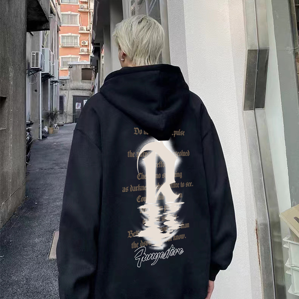 Áo Hoodie Cotton nam BEEYANBUY áo dài tay form rộng basic in hình unisex 100% cotton-Y0233