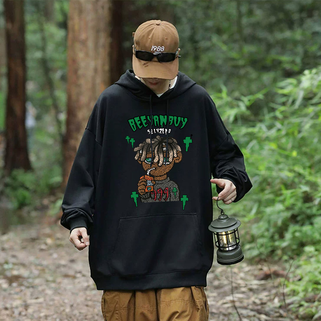 Áo Hoodie Cotton nam BEEYANBUY áo dài tay thời trang in hình unisex 100% cotton-V0001