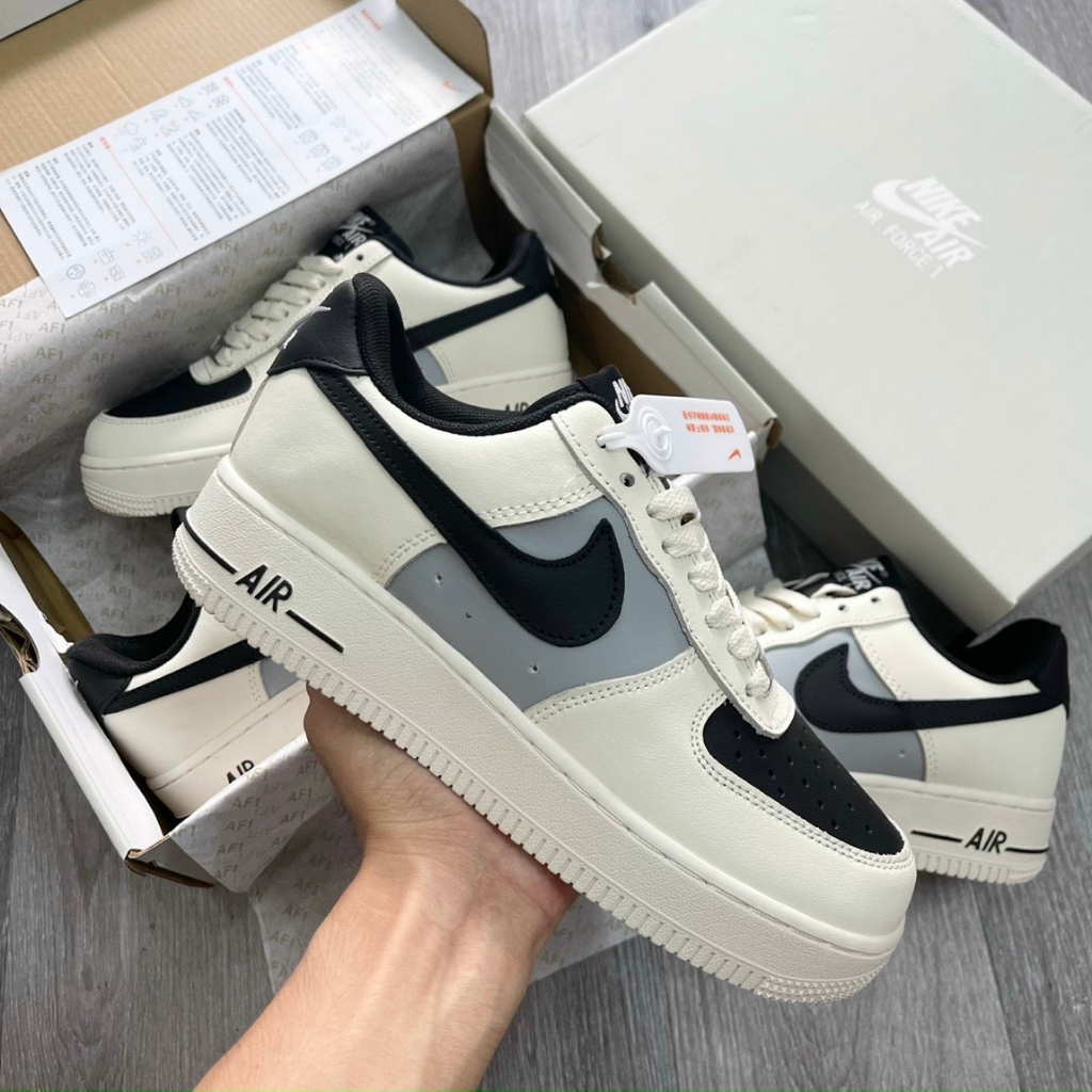 Giày_Nike Air Force 1 Mũi Đen - Giày_Nike AF1 Cream Black Nam Nữ Phiên Bản Classic Mới Nhất 2023
