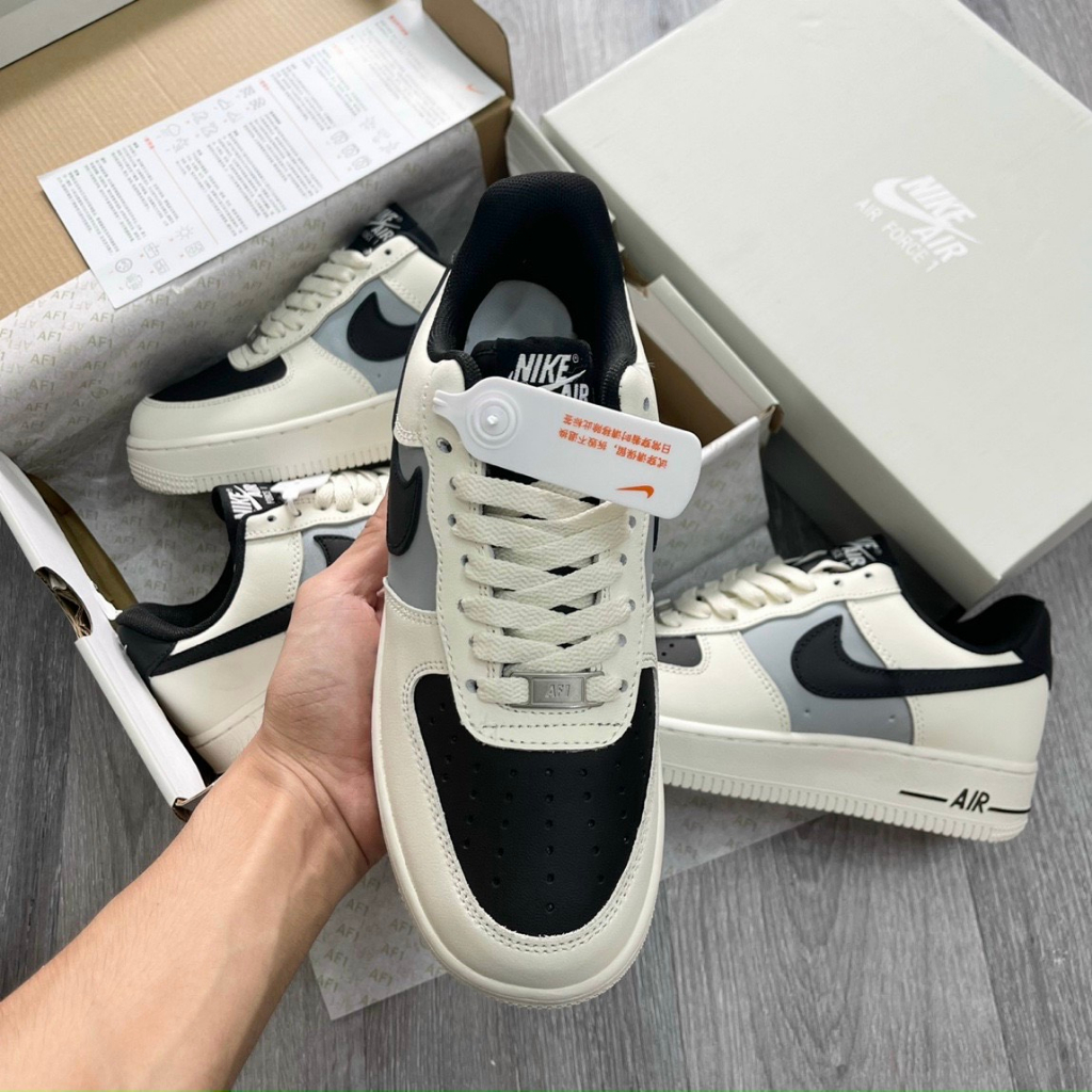 Giày_Nike Air Force 1 Mũi Đen - Giày_Nike AF1 Cream Black Nam Nữ Phiên Bản Classic Mới Nhất 2023