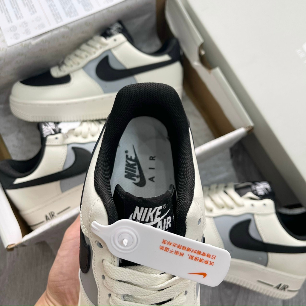 Giày_Nike Air Force 1 Mũi Đen - Giày_Nike AF1 Cream Black Nam Nữ Phiên Bản Classic Mới Nhất 2023