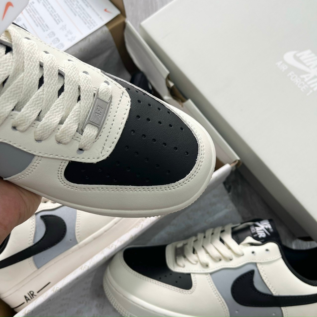 Giày_Nike Air Force 1 Mũi Đen - Giày_Nike AF1 Cream Black Nam Nữ Phiên Bản Classic Mới Nhất 2023