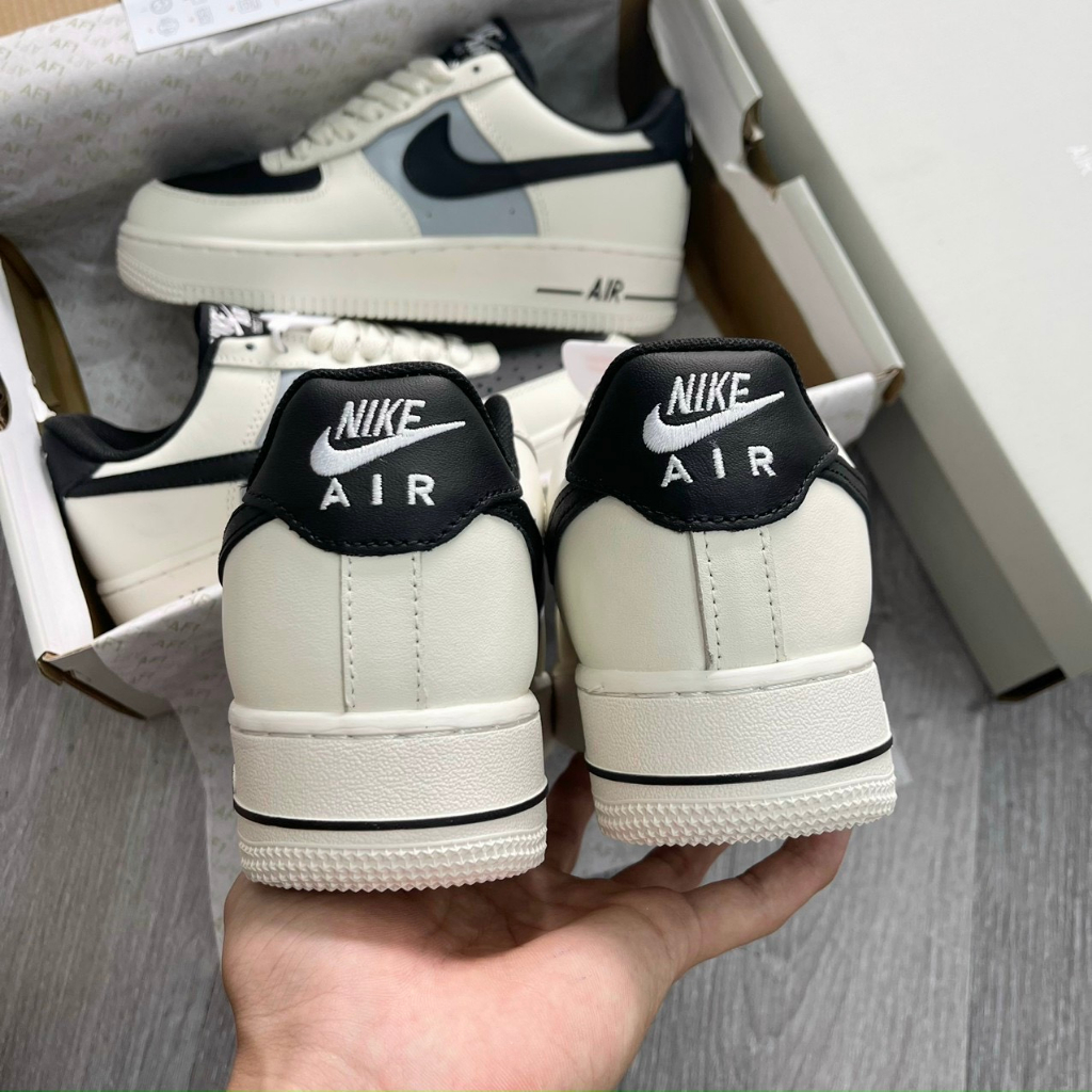 Giày_Nike Air Force 1 Mũi Đen - Giày_Nike AF1 Cream Black Nam Nữ Phiên Bản Classic Mới Nhất 2023