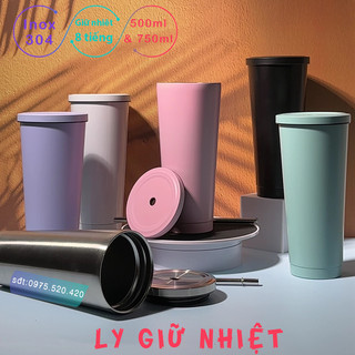Ly giữ nhiệt - GIỮ NHIỆT 6-8 tiếng - Inox304 500ml 750ml - Cốc giữ nhiệt Inox304 [TẶNG KÈM ỐNG HÚT]