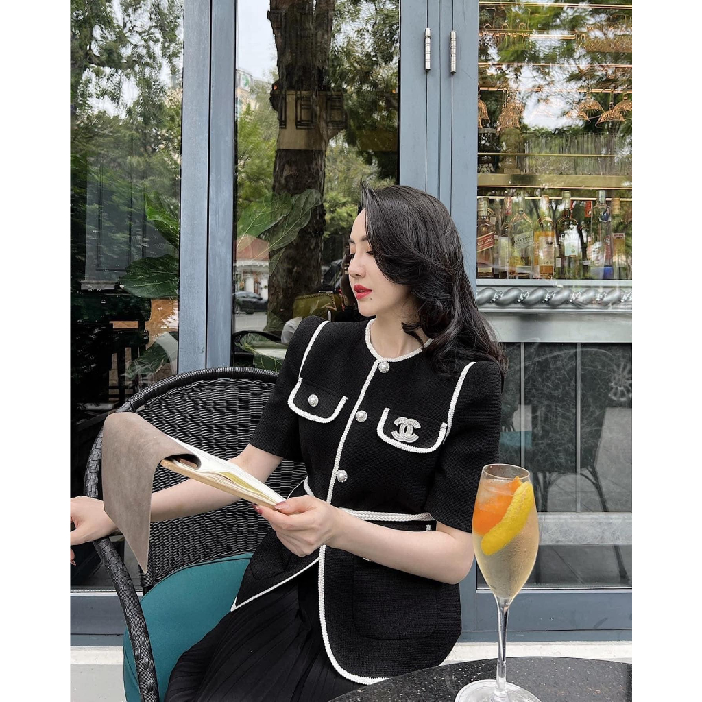 NKN Design - Áo Khoác Dạ Tweed Và Chân Váy Ngắn Tweed Amy Màu Đen