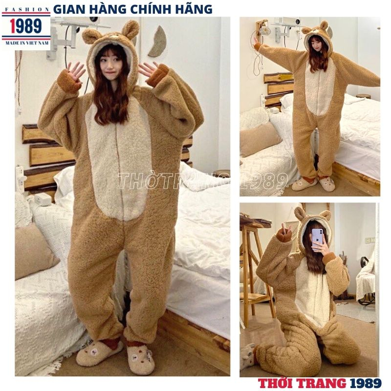 Bộ ngủ lông cừu liền thân -bộ đồ mặc nhà kute dễ thương lông dầy siêu ấm áp mùa đông kiểu dáng ulzzang, Sét bộ đi chơi -