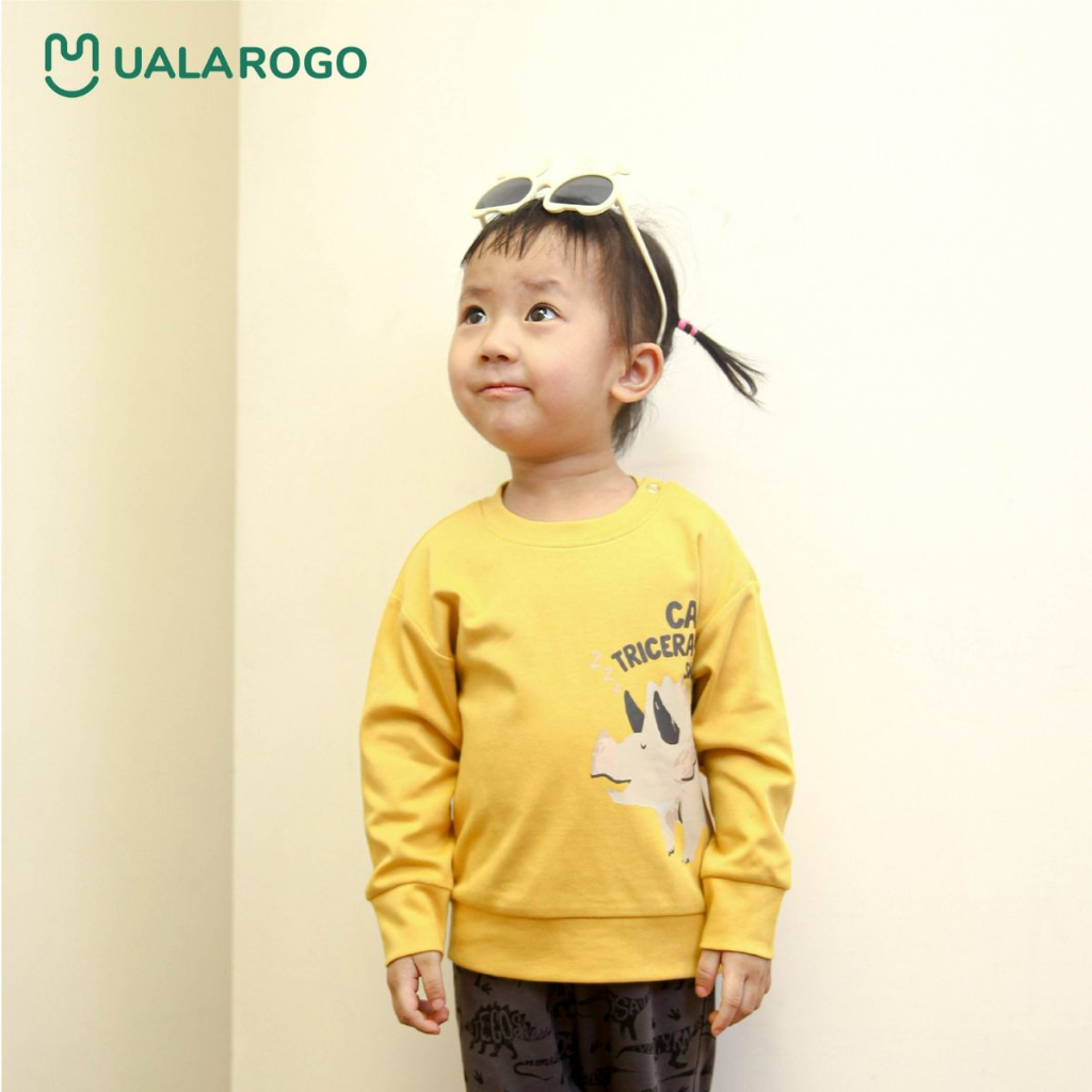 Bộ thu đông cho bé Ualarogo 9 tháng - 4 tuổi cotton nỉ cúc vai dài tay ấm thoáng 3666