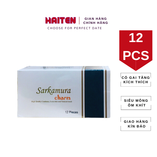 Bao Cao Su SARKAMURA CHARM (Hộp 12 Chiếc) Bao Cao Su Nhật Siêu Mỏng Bi Nhỏ Li Ti