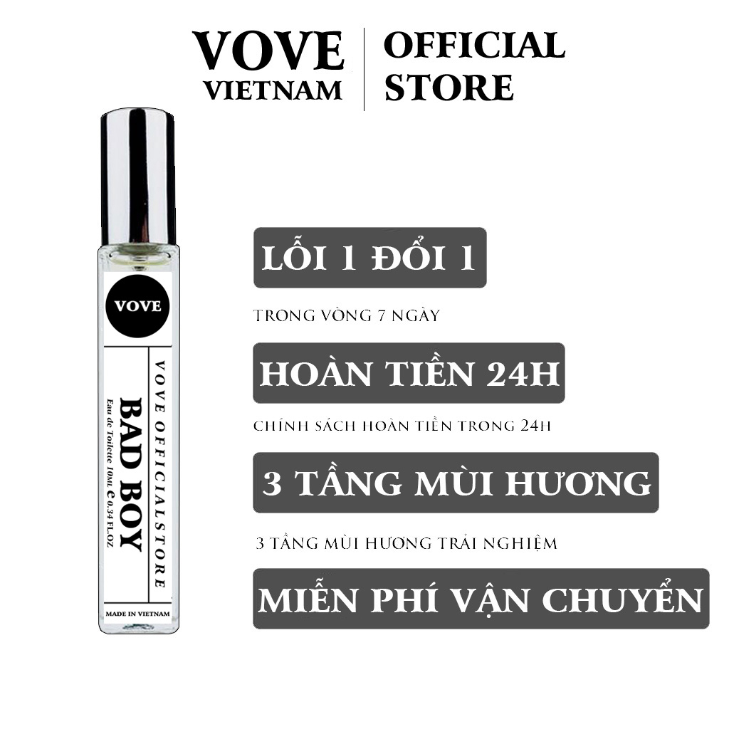 Tinh Dầu Nước Hoa VOVE Bad Boy 10ml - Mạnh mẽ, Nam tính, Cuốn hút