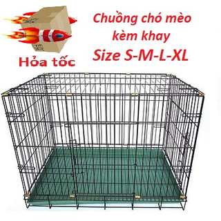 Chuồng sắt sơn tĩnh điện cho chó mèo nhiều size/ Chuồng chó/ Chuồng mèo kèm khay hứng
