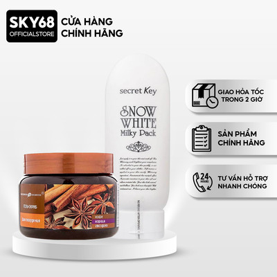 Combo Tẩy Tế Bào Chết Body Exclusive Belarus Chiết Xuất Quế Hồi & Cafe 380g + Kem Tắm Trắng Toàn Thân Secret Key 200g