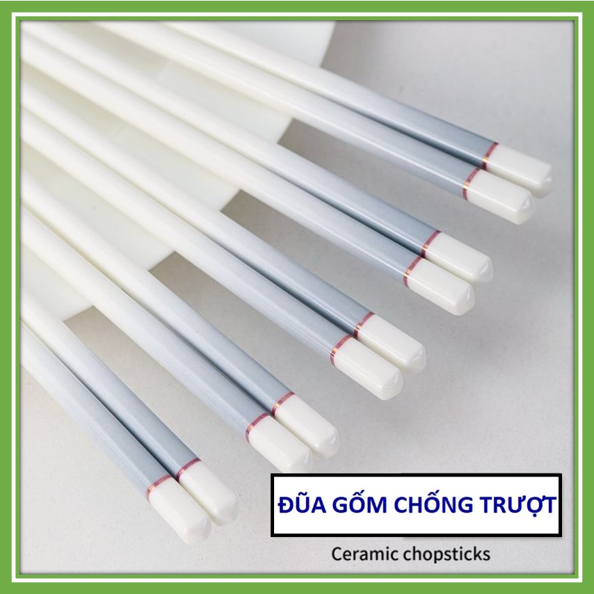 Đũa Gốm Cao Cấp Chống Trơn Trượt - Bộ Đũa Ăn Đẹp Kháng Khuẩn Sang Trọng Chống Ẩm Mốc Giá Rẻ