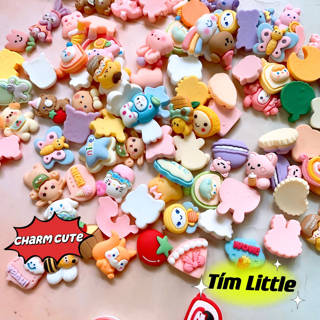 Set 100 charm mix dễ thương làm handmade, diy slime PKX