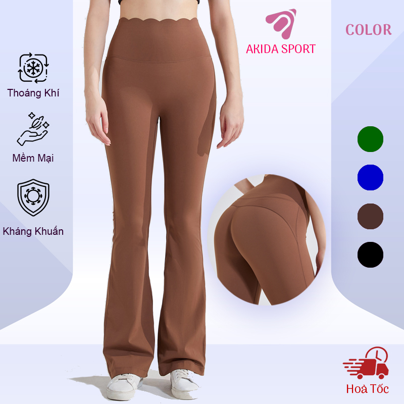 Quần Ống Loe Thể Thao Q-2396 Quần Tập YOGA Gợn Sóng Lưng Siêu Đỉnh Sang Chảnh