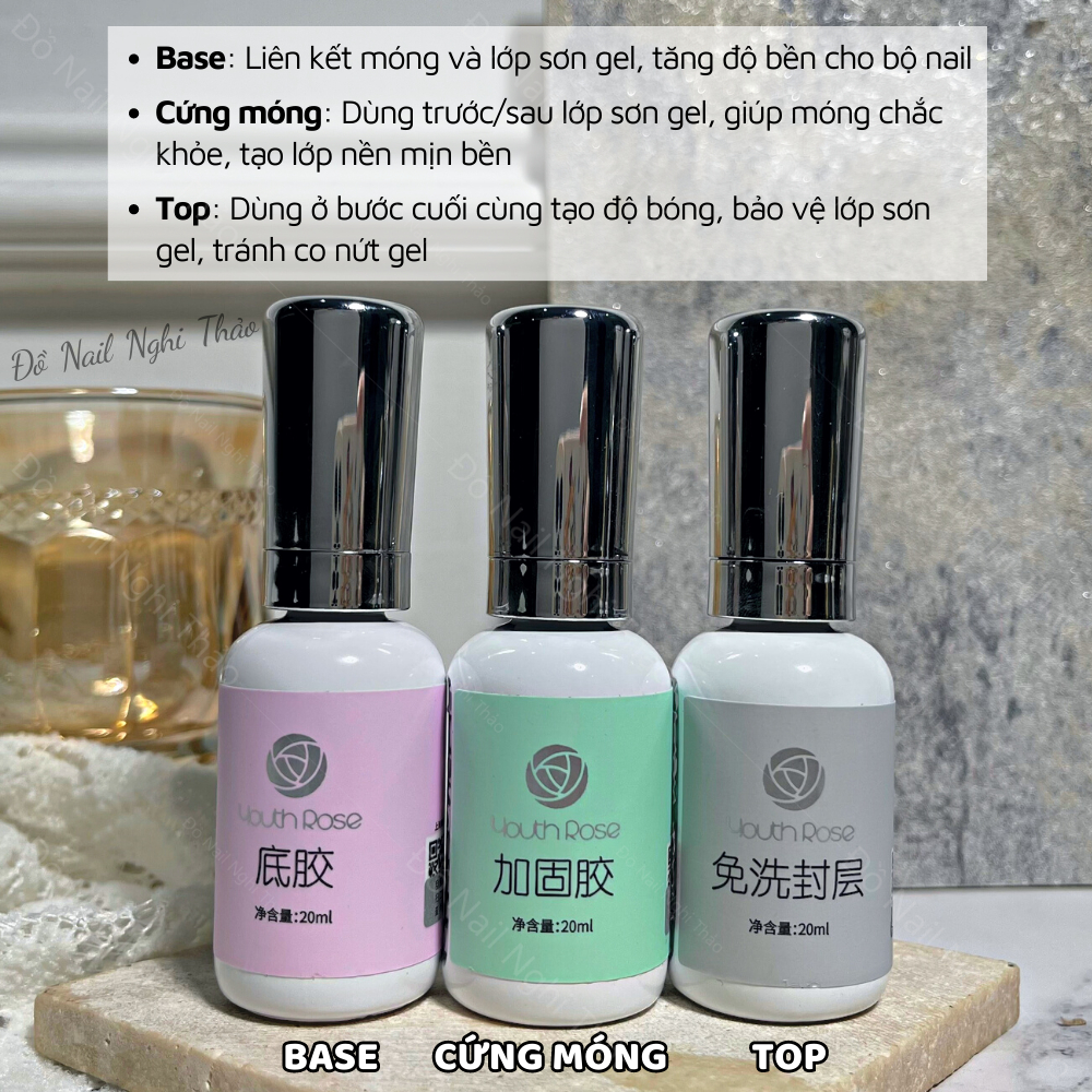 Sơn base top cứng móng hoa hồng cao cấp chính hãng JELIVA 20ml