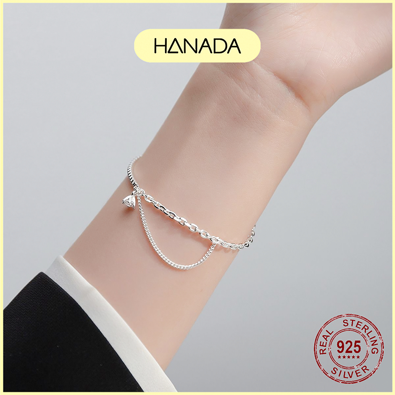 Lắc Tay Bạc 925 Hanada Nữa Vòng Đá Phối Xích Cá Tính 0239 I13