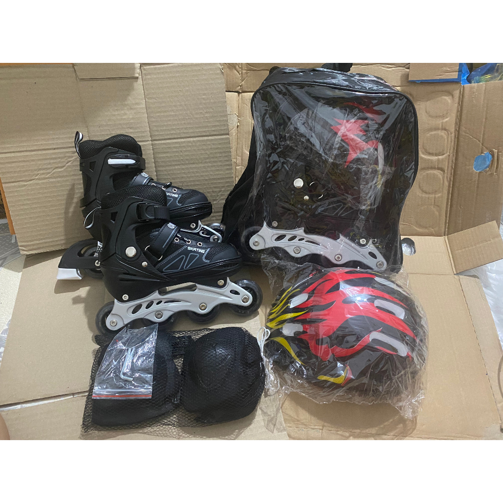 Giày Trượt Patin Phát Sáng Sport Trẻ Em - Batin Người Lớn QF .Bộ bảo hộ 6 miếng