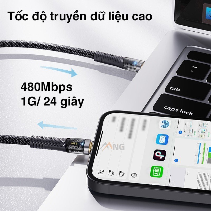 Dây sạc iphone PD 33W Chính hãng Rockspace Z21 chuẩn sạc nhanh không nóng máy bảo hành 1 năm 1 đổi 1