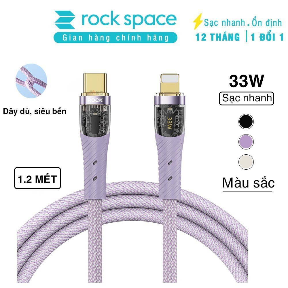 Dây sạc iphone PD 33W Chính hãng Rockspace Z21 chuẩn sạc nhanh không nóng máy bảo hành 1 năm 1 đổi 1