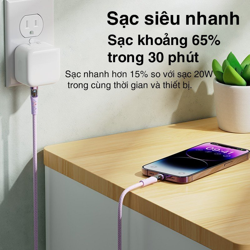 Dây sạc iphone PD 33W Chính hãng Rockspace Z21 chuẩn sạc nhanh không nóng máy bảo hành 1 năm 1 đổi 1
